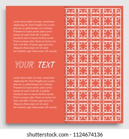 Card, Invitation, cover template design, line art background. Abstract geometric pattern with place for the text. Tribal ethnic ornament in arabic style. Christmas, New Year card decoration'