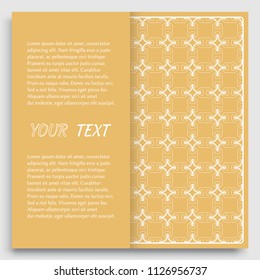 Card, Invitation, cover template design, line art background. Abstract geometric pattern with place for the text. Tribal ethnic ornament in arabic style. Christmas, New Year card decoration'