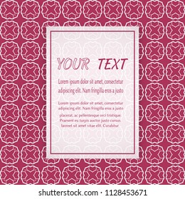 Card, Invitation, cover template design, line art background. Abstract geometric pattern with place for the text. Tribal ethnic ornament in arabic style. Christmas, New Year card decoration