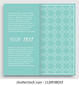 Card, Invitation, cover template design, line art background. Abstract geometric pattern with place for the text. Tribal ethnic ornament in arabic style. Christmas, New Year card decoration'