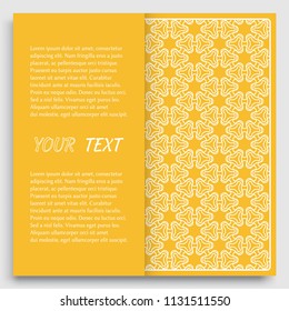 Card, Invitation, cover template design, line art background. Abstract geometric pattern with place for the text. Tribal ethnic ornament in arabic style. Christmas, New Year card decoration'