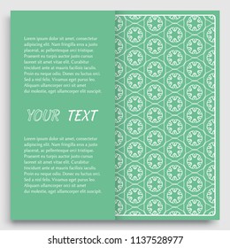 Card, Invitation, cover template design, line art background. Abstract geometric pattern with place for the text. Tribal ethnic ornament in arabic style. Christmas, New Year card decoration'