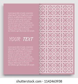 Card, Invitation, cover template design, line art background. Abstract geometric pattern with place for the text. Tribal ethnic ornament in arabic style. Christmas, New Year card decoration'