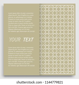 Card, Invitation, cover template design, line art background. Abstract geometric pattern with place for the text. Tribal ethnic ornament in arabic style. Christmas, New Year card decoration'