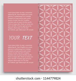Card, Invitation, cover template design, line art background. Abstract geometric pattern with place for the text. Tribal ethnic ornament in arabic style. Christmas, New Year card decoration'
