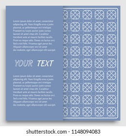 Card, Invitation, cover template design, line art background. Abstract geometric pattern with place for the text. Tribal ethnic ornament in arabic style. Christmas, New Year card decoration'
