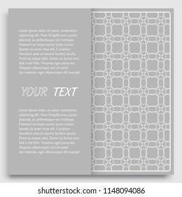 Card, Invitation, cover template design, line art background. Abstract geometric pattern with place for the text. Tribal ethnic ornament in arabic style. Christmas, New Year card decoration'
