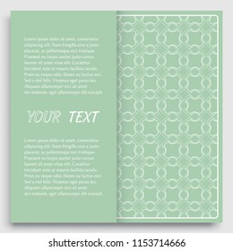 Card, Invitation, cover template design, line art background. Abstract geometric pattern with place for the text. Tribal ethnic ornament in arabic style. Christmas, New Year card decoration'
