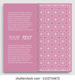 Card, Invitation, cover template design, line art background. Abstract geometric pattern with place for the text. Tribal ethnic ornament in arabic style. Christmas, New Year card decoration'