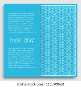 Card, Invitation, cover template design, line art background. Abstract geometric pattern with place for the text. Tribal ethnic ornament in arabic style. Christmas, New Year card decoration'