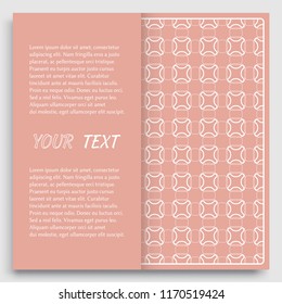 Card, Invitation, cover template design, line art background. Abstract geometric pattern with place for the text. Tribal ethnic ornament in arabic style. Christmas, New Year card decoration