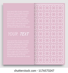 Card, Invitation, cover template design, line art background. Abstract geometric pattern with place for the text. Tribal ethnic ornament in arabic style. Christmas, New Year card decoration
