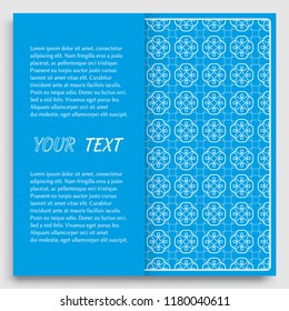 Card, Invitation, cover template design, line art background. Abstract geometric pattern with place for the text. Tribal ethnic ornament in arabic style. Christmas, New Year card decoration'