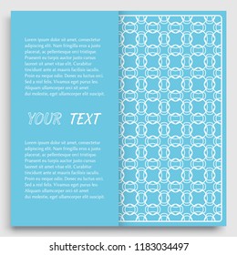 Card, Invitation, cover template design, line art background. Abstract geometric pattern with place for the text. Tribal ethnic ornament in arabic style. Christmas, New Year card decoration'