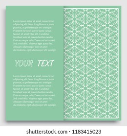 Card, Invitation, cover template design, line art background. Abstract geometric pattern with place for the text. Tribal ethnic ornament in arabic style. Christmas, New Year card decoration'