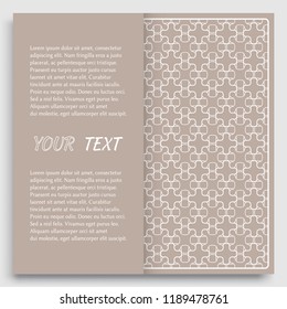 Card, Invitation, cover template design, line art background. Abstract geometric pattern with place for the text. Tribal ethnic ornament in arabic style. Christmas, New Year card decoration'