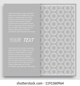 Card, Invitation, cover template design, line art background. Abstract geometric pattern with place for the text. Tribal ethnic ornament in arabic style. Christmas, New Year card decoration'