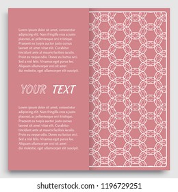 Card, Invitation, cover template design, line art background. Abstract geometric pattern with place for the text. Tribal ethnic ornament in arabic style. Christmas, New Year card decoration'