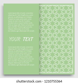 Card, Invitation, cover template design, line art background. Abstract geometric pattern with place for the text. Tribal ethnic ornament in arabic style. Christmas, New Year card decoration