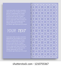 Card, Invitation, cover template design, line art background. Abstract geometric pattern with place for the text. Tribal ethnic ornament in arabic style. Christmas, New Year card decoration