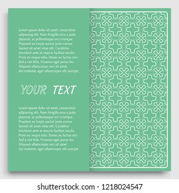 Card, Invitation, cover template design, line art background. Abstract geometric pattern with place for the text. Tribal ethnic ornament in arabic style. Christmas, New Year card decoration