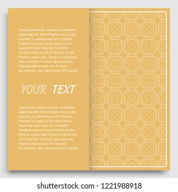 Card, Invitation, cover template design, line art background. Abstract geometric pattern with place for the text. Tribal ethnic ornament in arabic style. Christmas, New Year card decoration