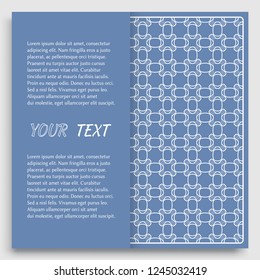 Card, Invitation, cover template design, line art background. Abstract geometric pattern with place for the text. Tribal ethnic ornament in arabic style. Christmas, New Year card decoration