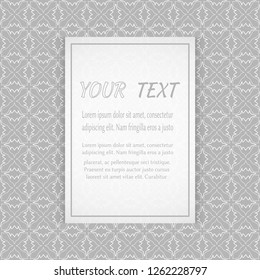 Card, Invitation, cover template design, line art background. Abstract geometric pattern with place for the text. Tribal ethnic ornament in arabic style. Christmas, New Year card decoration