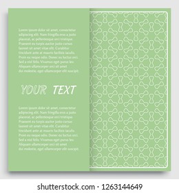 Card, Invitation, cover template design, line art background. Abstract geometric pattern with place for the text. Tribal ethnic ornament in arabic style. Christmas, New Year card decoration