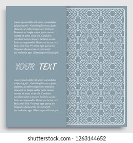 Card, Invitation, cover template design, line art background. Abstract geometric pattern with place for the text. Tribal ethnic ornament in arabic style. Christmas, New Year card decoration