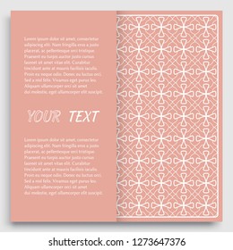 Card, Invitation, cover template design, line art background. Abstract geometric pattern with place for the text. Tribal ethnic ornament in arabic style. Christmas, New Year card decoration
