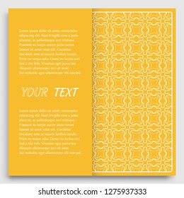 Card, Invitation, cover template design, line art background. Abstract geometric pattern with place for the text. Tribal ethnic ornament in arabic style. Christmas, New Year card decoration