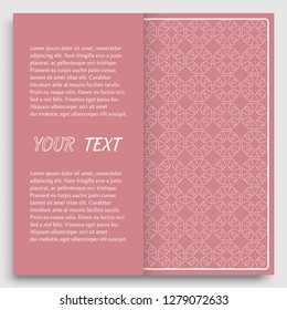 Card, Invitation, cover template design, line art background. Abstract geometric pattern with place for the text. Tribal ethnic ornament in arabic style. Christmas, New Year card decoration