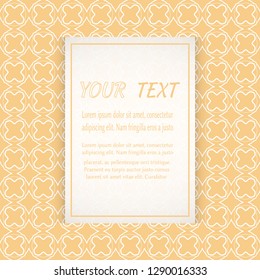 Card, Invitation, cover template design, line art background. Abstract geometric pattern with place for the text. Tribal ethnic ornament in arabic style. Christmas, New Year card decoration