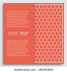 Card, Invitation, cover template design, line art background. Abstract geometric pattern with place for the text. Tribal ethnic ornament in arabic style. Christmas, New Year card decoration