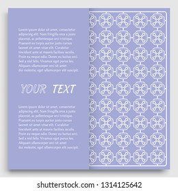 Card, Invitation, cover template design, line art background. Abstract geometric pattern with place for the text. Tribal ethnic ornament in arabic style. Christmas, New Year card decoration