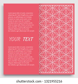 Card, Invitation, cover template design, line art background. Abstract geometric pattern with place for the text. Tribal ethnic ornament in arabic style. Christmas, New Year card decoration