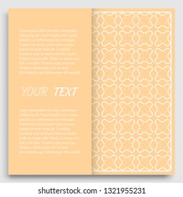 Card, Invitation, cover template design, line art background. Abstract geometric pattern with place for the text. Tribal ethnic ornament in arabic style. Christmas, New Year card decoration