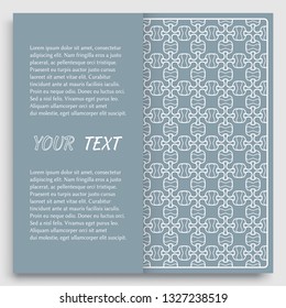 Card, Invitation, cover template design, line art background. Abstract geometric pattern with place for the text. Tribal ethnic ornament in arabic style. Christmas, New Year card decoration