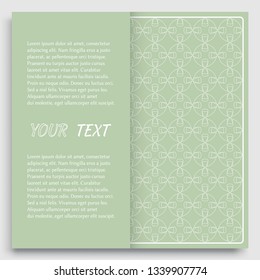Card, Invitation, cover template design, line art background. Abstract geometric pattern with place for the text. Tribal ethnic ornament in arabic style. Christmas, New Year card decoration