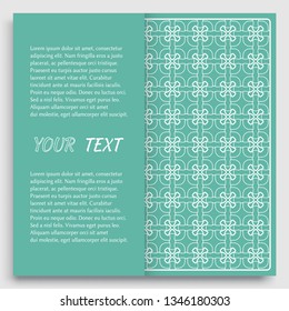 Card, Invitation, cover template design, line art background. Abstract geometric pattern with place for the text. Tribal ethnic ornament in arabic style. Christmas, New Year card decoration