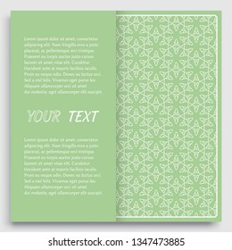 Card, Invitation, cover template design, line art background. Abstract geometric pattern with place for the text. Tribal ethnic ornament in arabic style. Christmas, New Year card decoration