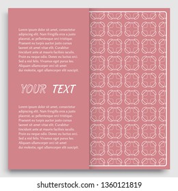 Card, Invitation, cover template design, line art background. Abstract geometric pattern with place for the text. Tribal ethnic ornament in arabic style. Christmas, New Year card decoration