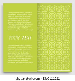Card, Invitation, cover template design, line art background. Abstract geometric pattern with place for the text. Tribal ethnic ornament in arabic style. Christmas, New Year card decoration