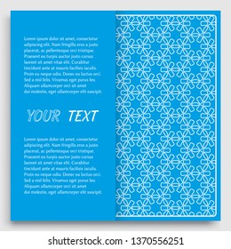 Card, Invitation, cover template design, line art background. Abstract geometric pattern with place for the text. Tribal ethnic ornament in arabic style. Christmas, New Year card decoration
