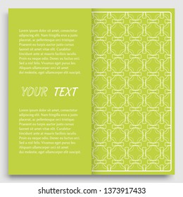 Card, Invitation, cover template design, line art background. Abstract geometric pattern with place for the text. Tribal ethnic ornament in arabic style. Christmas, New Year card decoration
