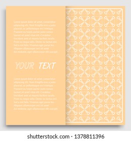 Card, Invitation, cover template design, line art background. Abstract geometric pattern with place for the text. Tribal ethnic ornament in arabic style. Christmas, New Year card decoration