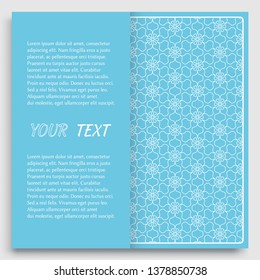 Card, Invitation, cover template design, line art background. Abstract geometric pattern with place for the text. Tribal ethnic ornament in arabic style. Christmas, New Year card decoration