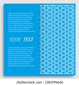 Card, Invitation, cover template design, line art background. Abstract geometric pattern with place for the text. Tribal ethnic ornament in arabic style. Christmas, New Year card decoration