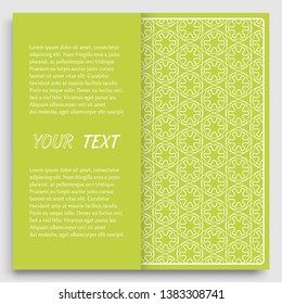Card, Invitation, cover template design, line art background. Abstract geometric pattern with place for the text. Tribal ethnic ornament in arabic style. Christmas, New Year card decoration